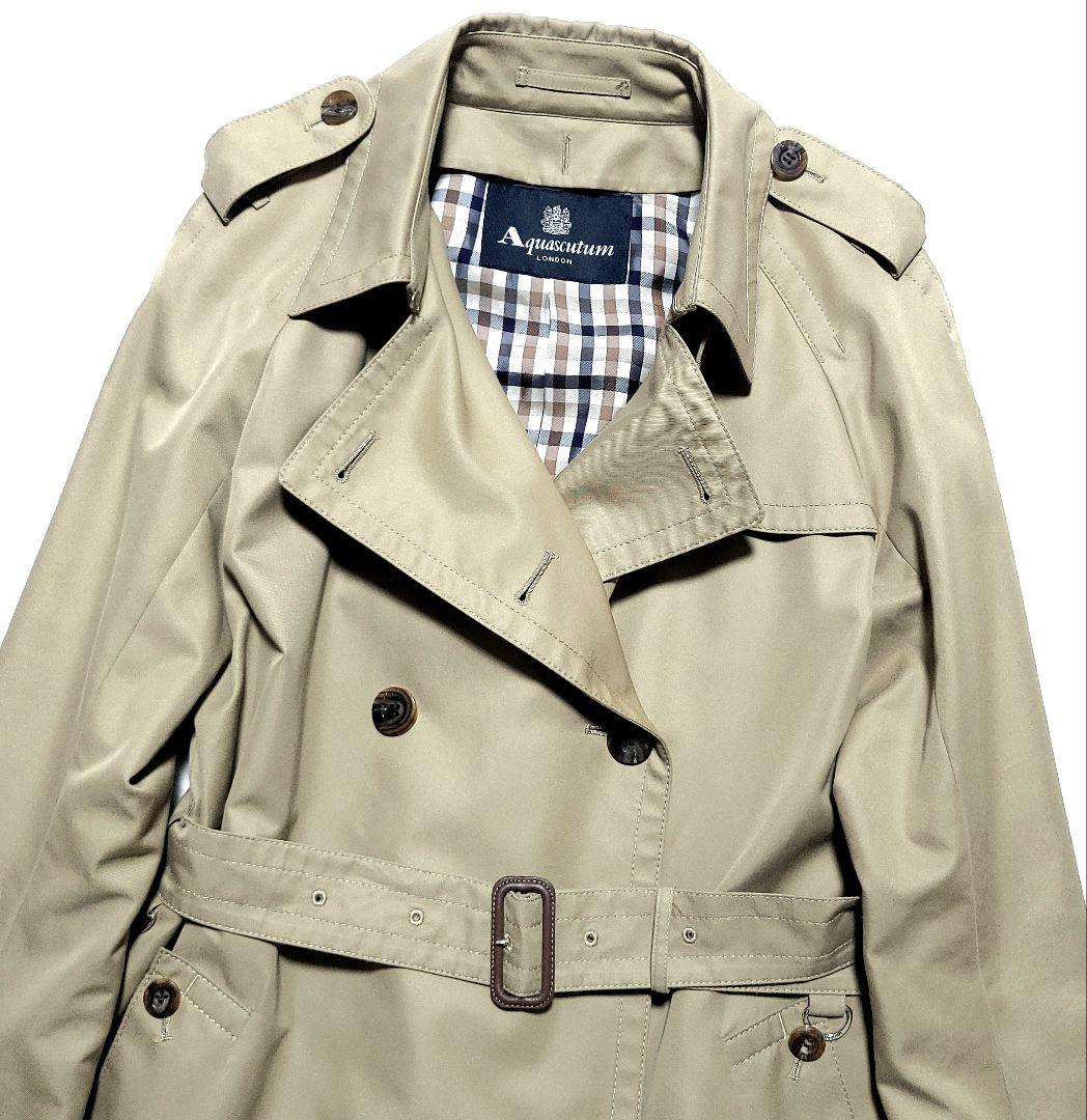 極美品 現行】アクアスキュータム トレンチコート クラブチェック
