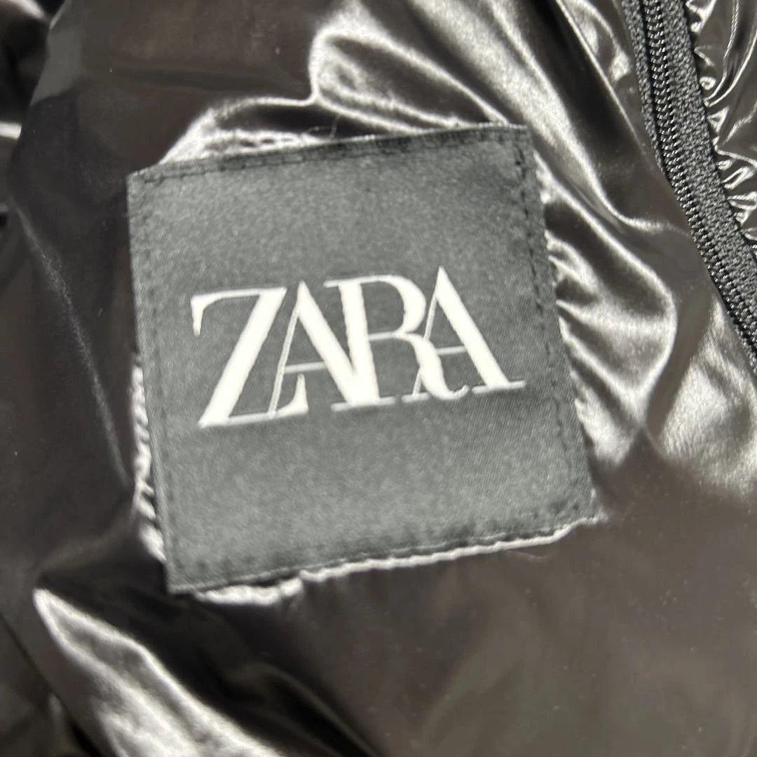 ZARA 】 ダウンジャケット フード付き 光沢ブラック S 希少 ヘタリ無し