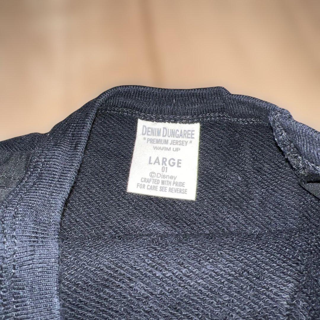 未使用デニムダンガリー01ミッキー切り替えチロリアン袖トレーナー L黒
