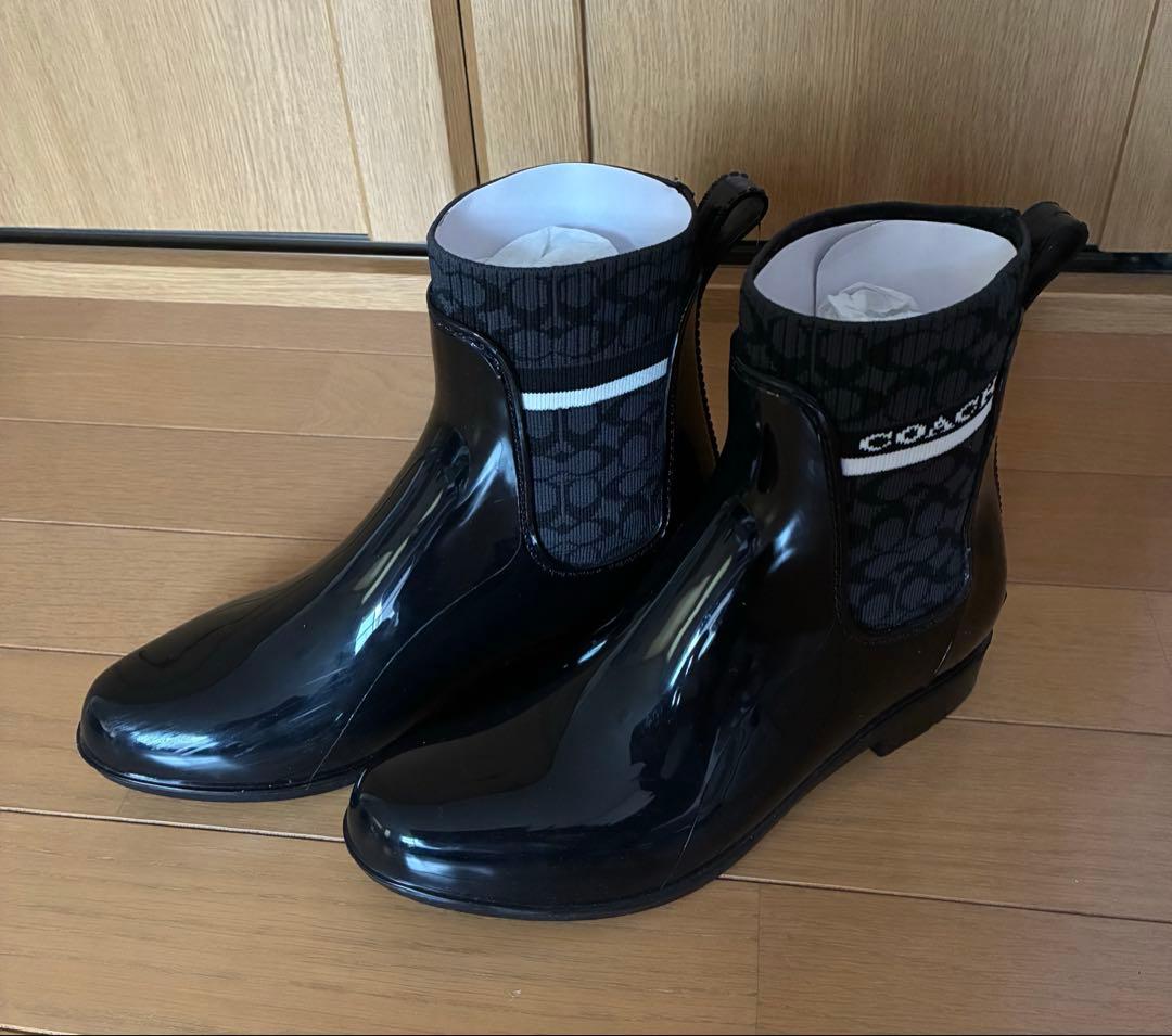 雛イチゴ様　COACH レインシューズ　黒　サイズ7