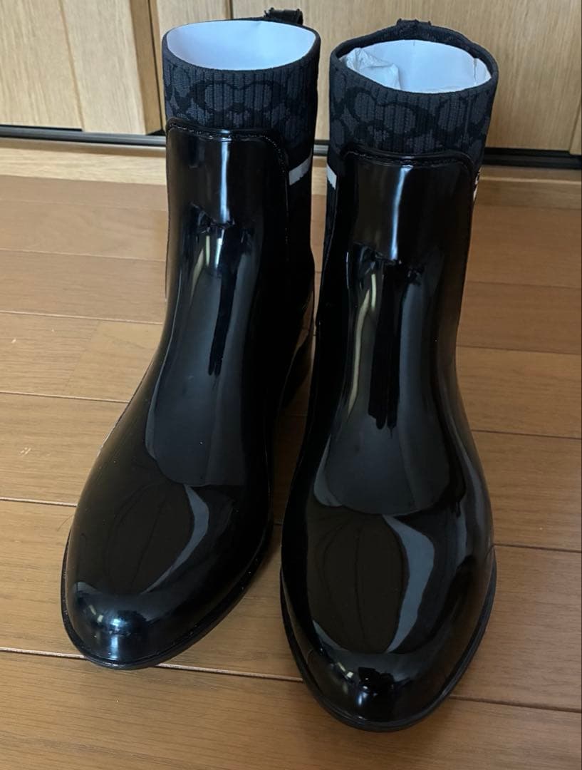 雛イチゴ様　COACH レインシューズ　黒　サイズ7