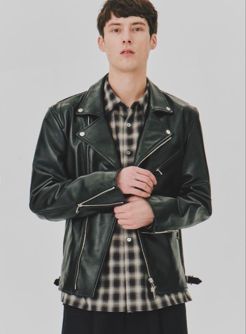 ブラック レザー ライダースジャケット(今週末には古着屋にもってきます！) MASKED-R BLACK JKT