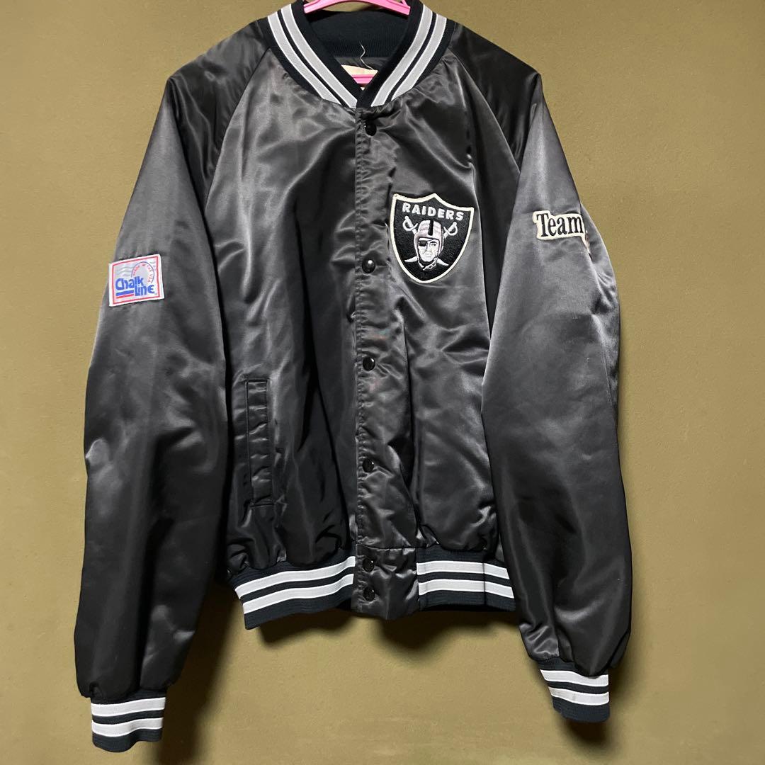 NFL希少USA製 チョークライン レイダース スタジャン L 値下げ 最終値下げ中 Raiders Chalk Line USA製 レイダースチョークライン