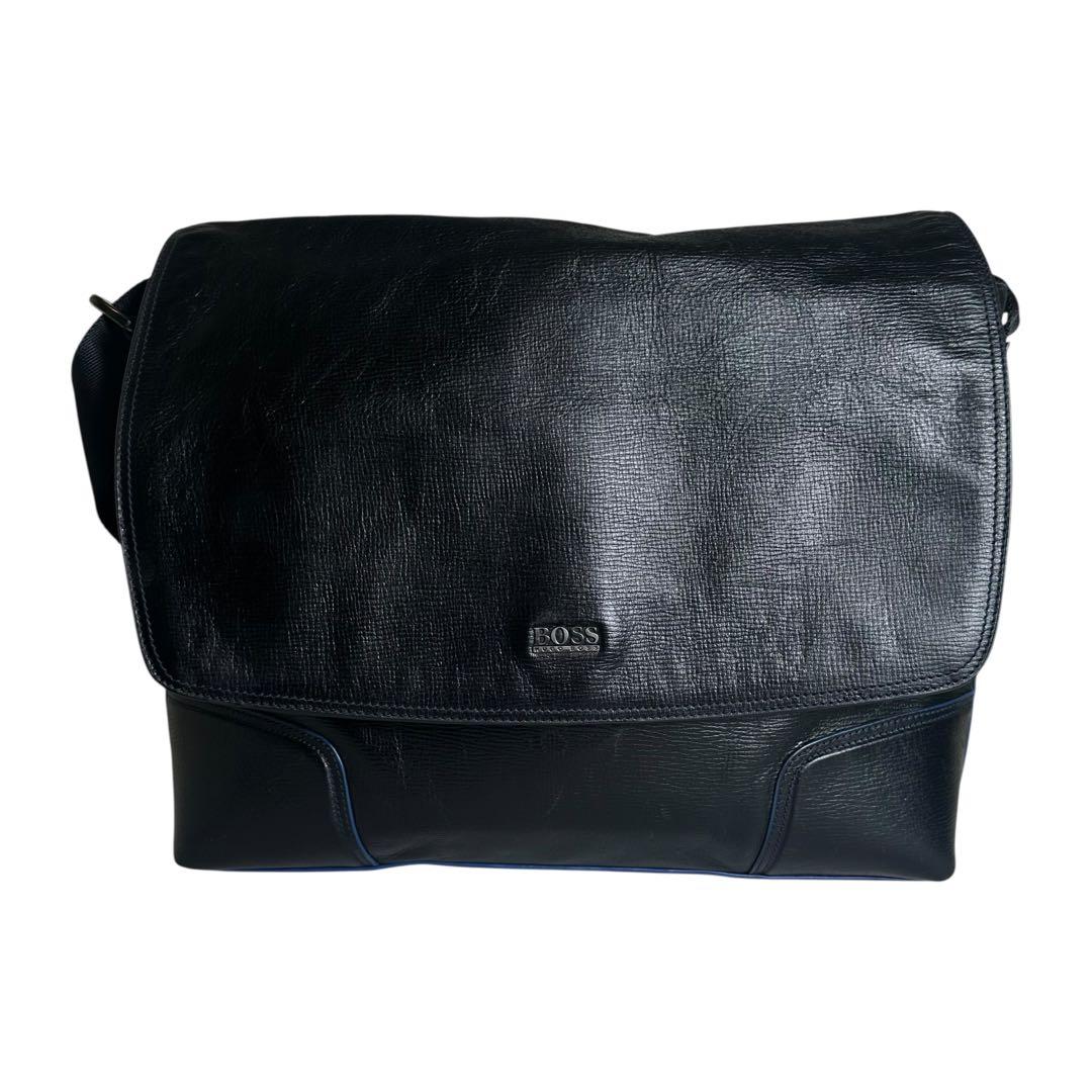 大容量　ヒューゴボス　ショルダーバッグ　メッセンジャーバッグ　レザー　ブラック HUGO BOSS（ヒューゴ・ボス） ショルダーバッグ Jinko_EVO_Envelope