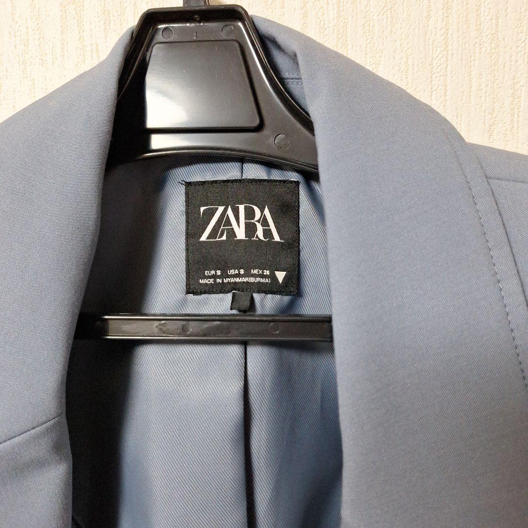 ZARA ブルーグレー クロップドジャケットセットアップ - メルカリ