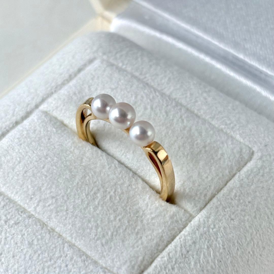 N*n様 357【ミキモト】ベビーパール 約4mm K18 リング 約11号 箱