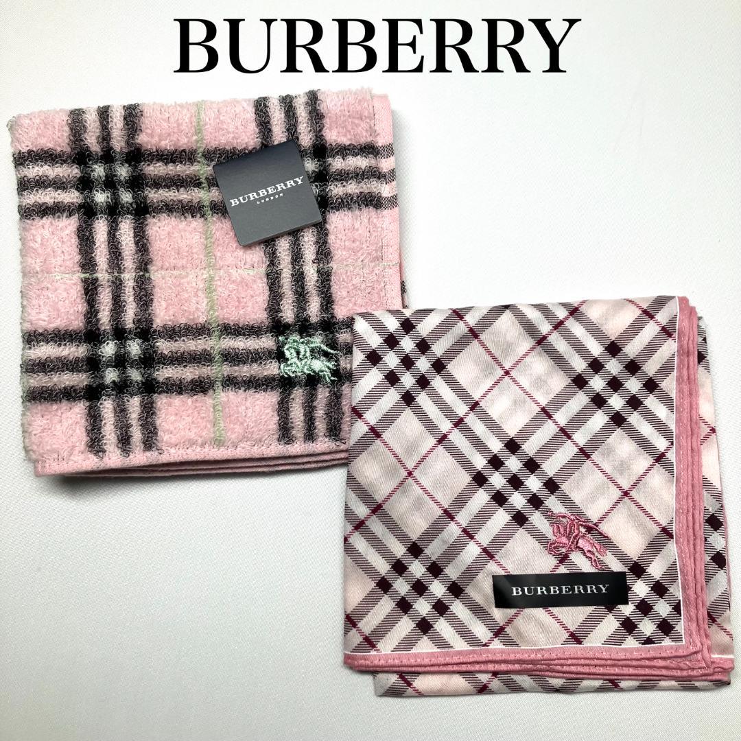 バーバリー ハンカチ タオルハンカチ セット ノバチェック ピンク