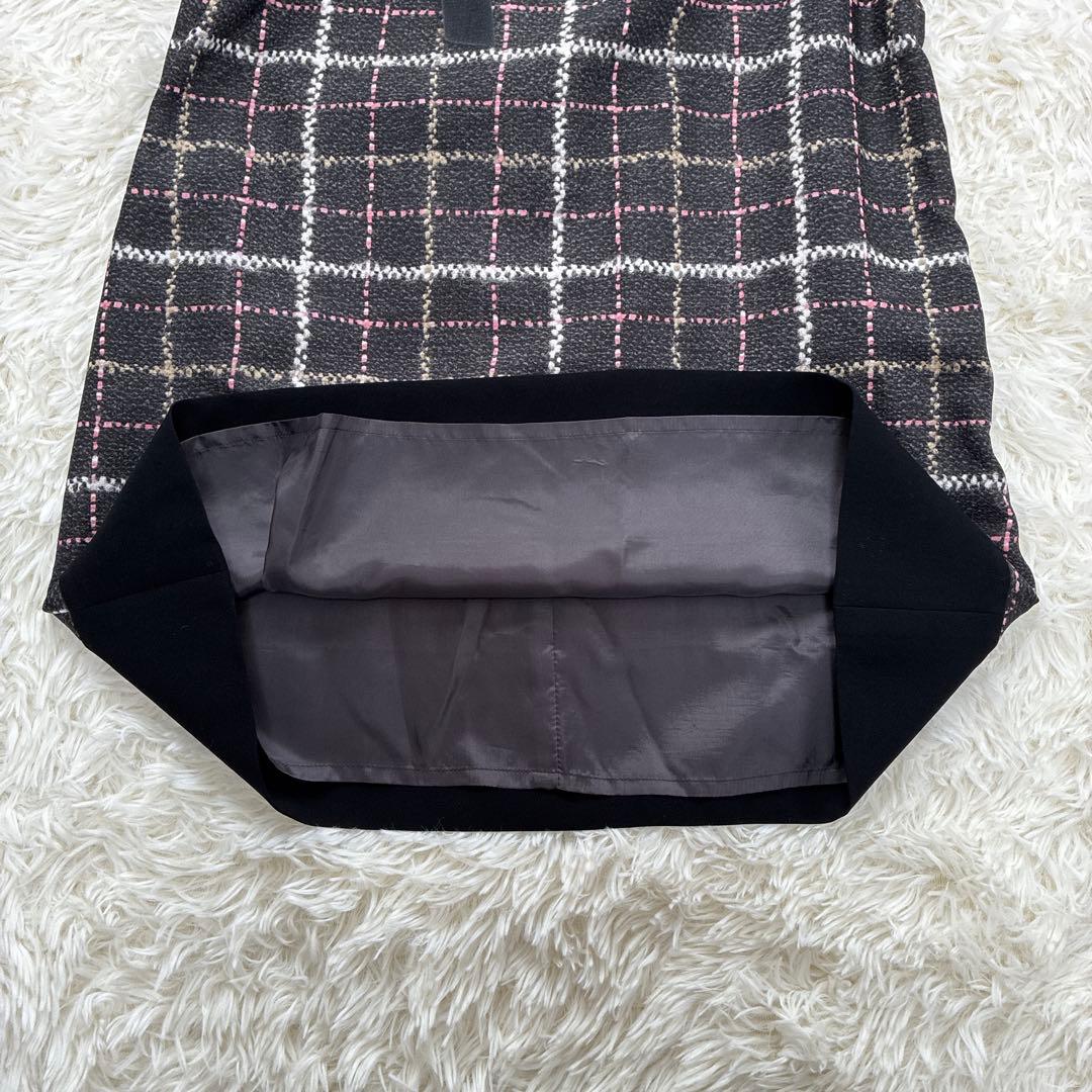 美品☆M'S GRACY ツイードライクプリントワンピース リボン 大きい