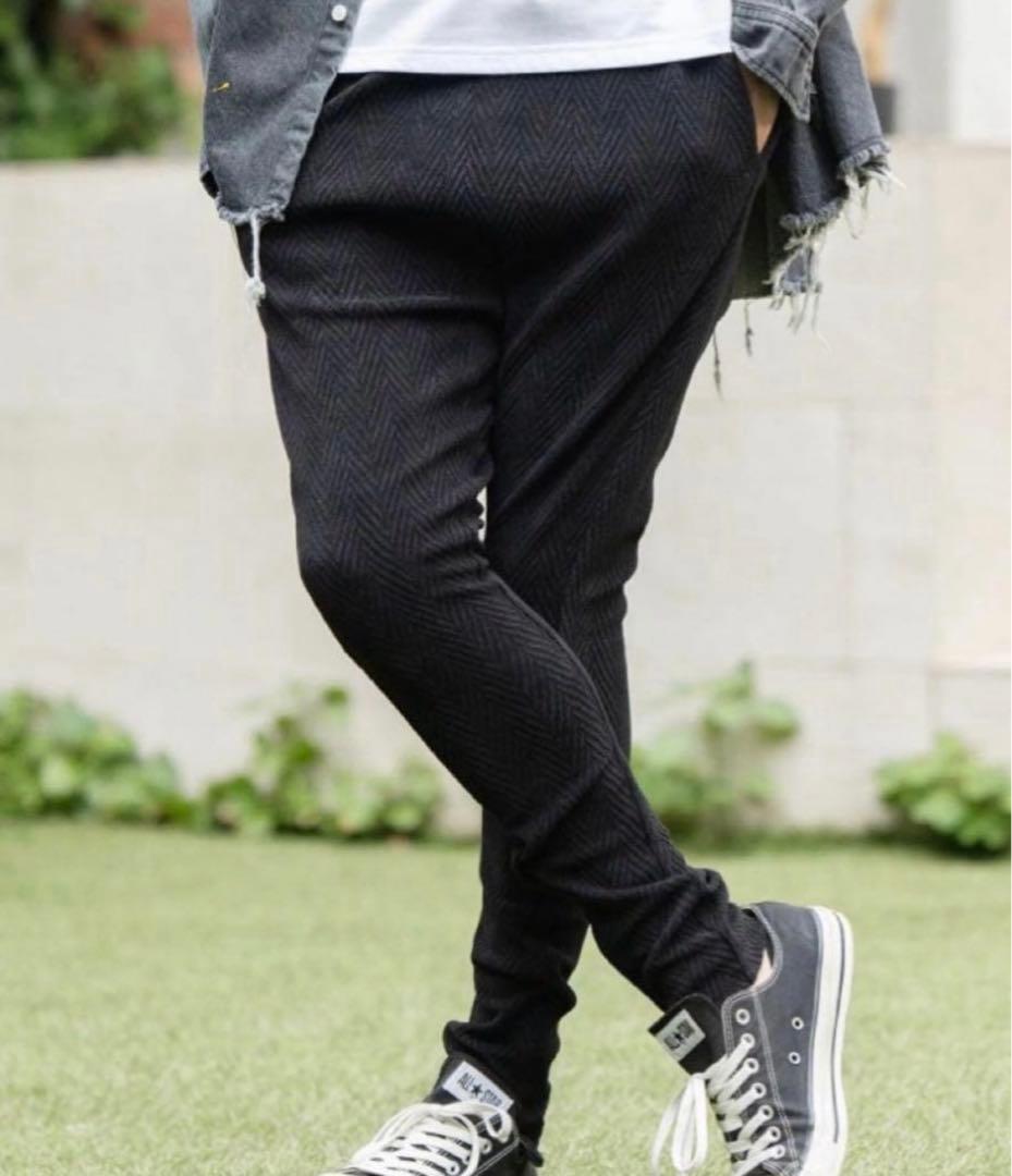 新品未使用 CAMBIO カンビオ【L】ヘリンボーン柄 サルエルパンツ