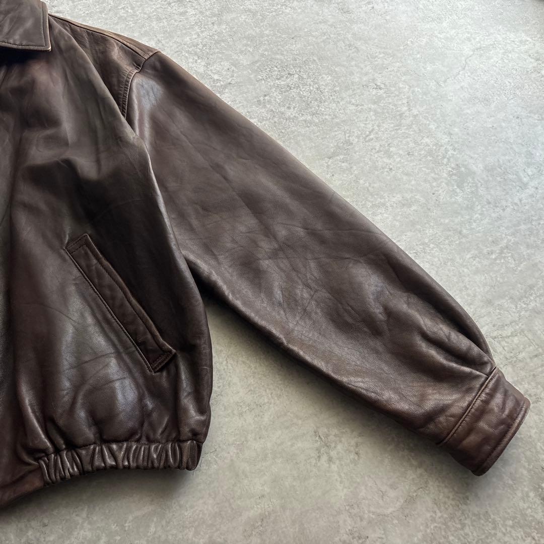 90's□USA製□SAKS FIFTH AVENUE【M】レザージャケット 茶 - メルカリ