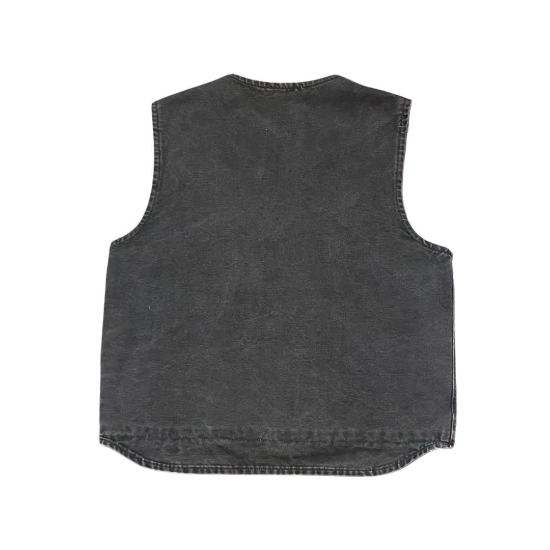 L】Carhartt 裏フリース ダック ベスト 炭黒 ブラック カーハート