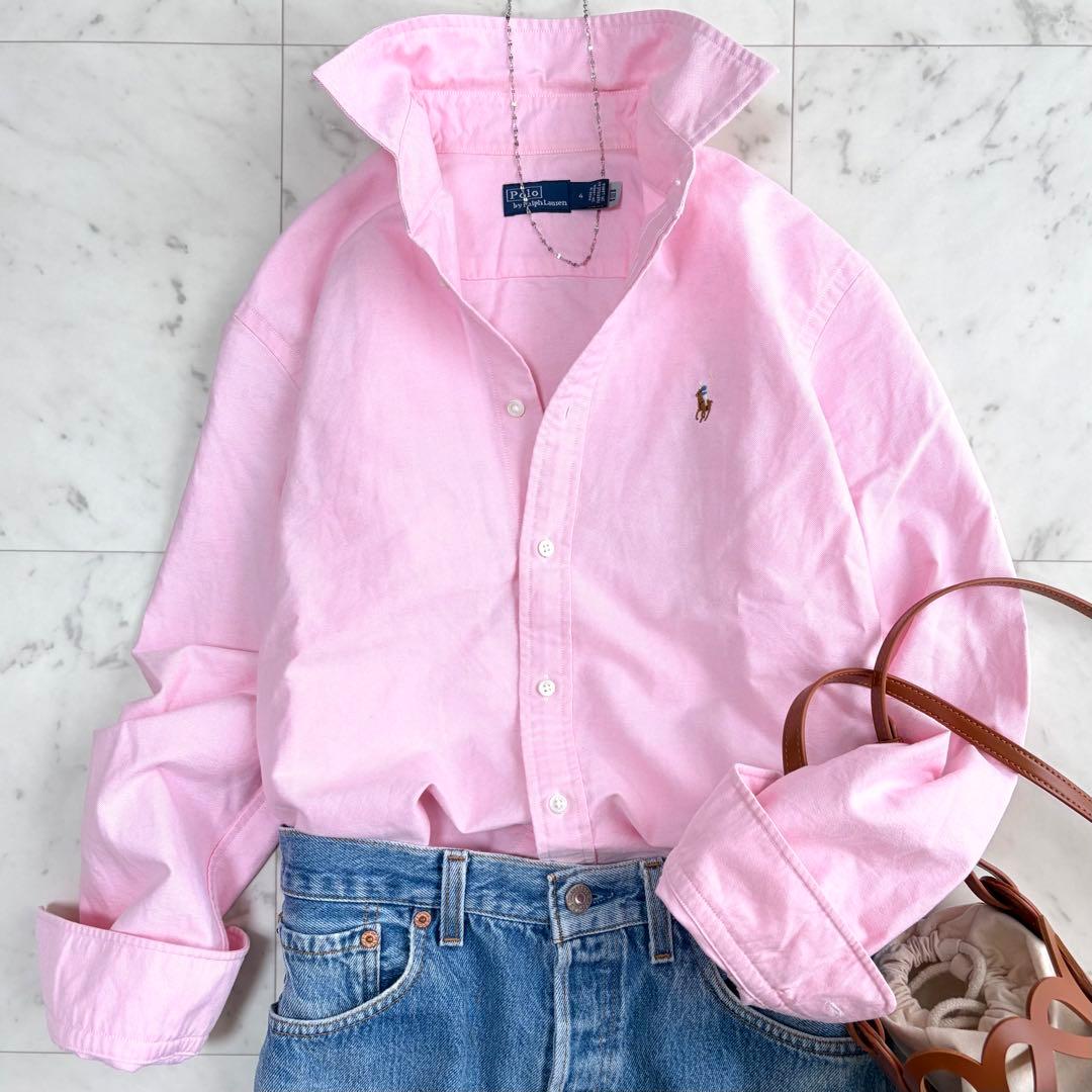 美品 ラルフローレン 現行 オックスフォードシャツ ピンク サイズ4 L
