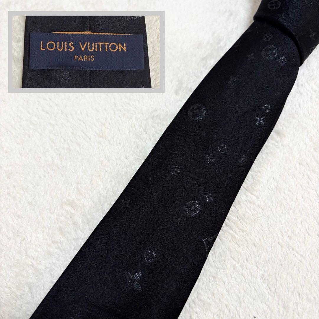 【現行美品】ルイヴィトン LVスターリーナイト ネクタイ　モノグラム　ブラック 現行美品】ルイヴィトン LVスターリーナイト ネクタイ モノグラム