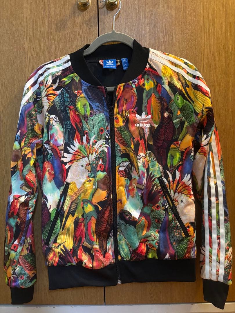 極美品 adidas ジャージ トラックジャケット 鳥 総柄 Lサイズ adidas アディダス 総柄 トラックジャケット ジャージ マルチカラー