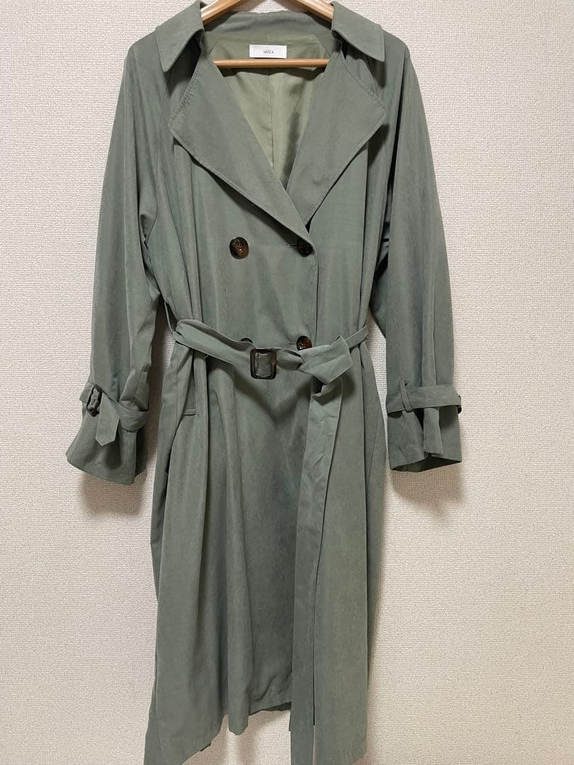 オリーブグリーン ダブルブレスト トレンチコート - メルカリ