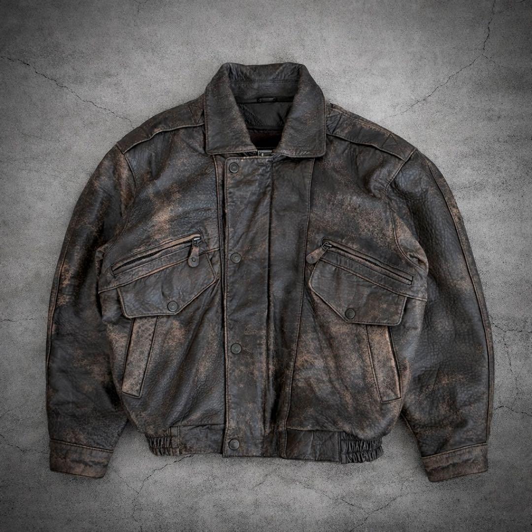 羊革】90s vintage leather jacket g1 a2 短丈 - メルカリ