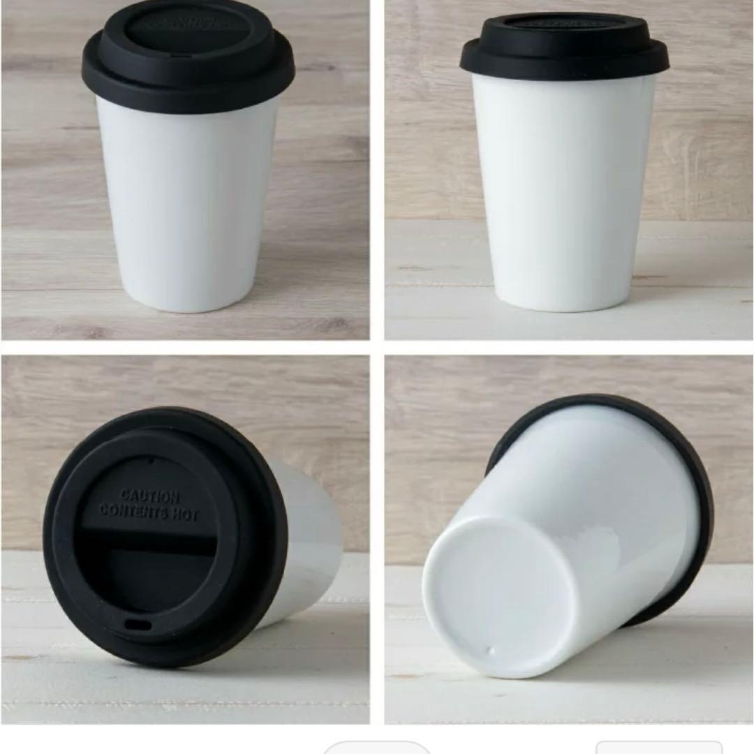 ホワイトタンブラー 蓋シリコン Lサイズ11個セット サーモ タンブラー 陶器 二層 白磁 S 250ccシリコン 蓋付 白 ホワイト