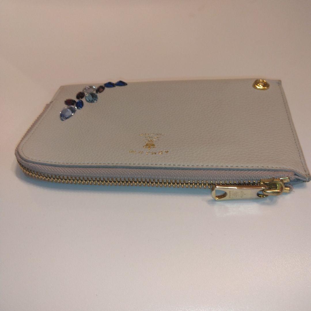 未使用品級】ADMJ スワロフスキー 長財布 ビジュー グレージュ系