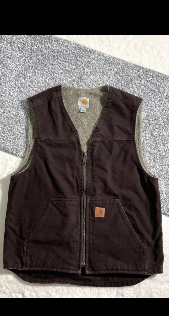 カーハートダックベスト メキシコ製 ダークブラウン サイズM CARHARTT
