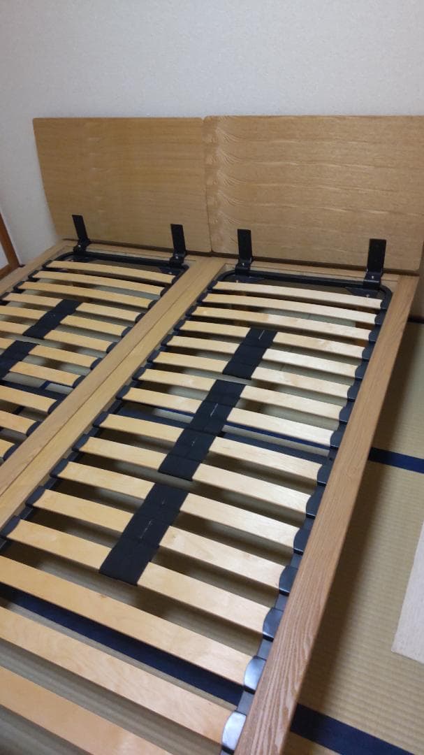 【まゆみん①】無印ベッド　スモール　1台（右） 月額定額サービス】木製ベッド・ラバーウッド材突板・スモール｜ 無印良品