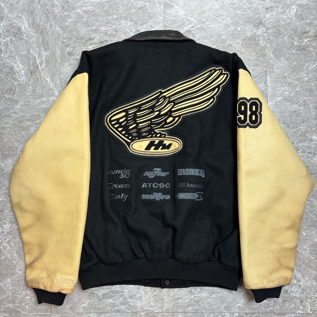希少 USA製 HONDA 50th 限定 レザー スタジャン L ロゴ羽根刺繡 - メルカリ