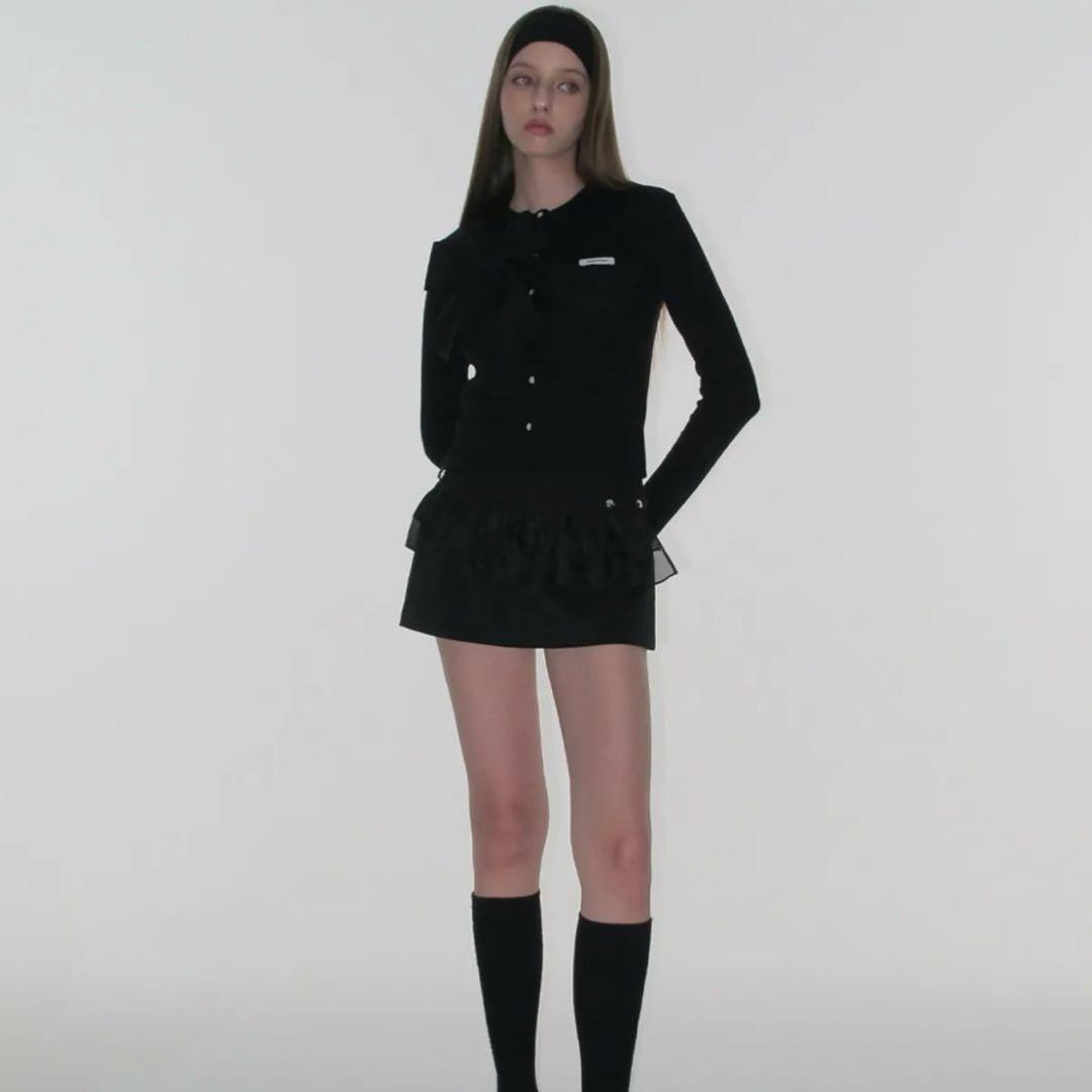 新品】CRANK リボン ニット カーディガン ブラック - メルカリ