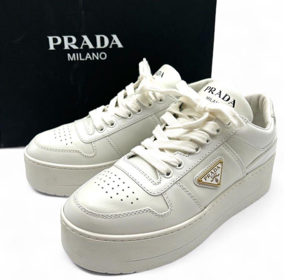 正規品 美品 PRADA ダウンタウン ボールド スニーカー 厚底 三角ロゴ