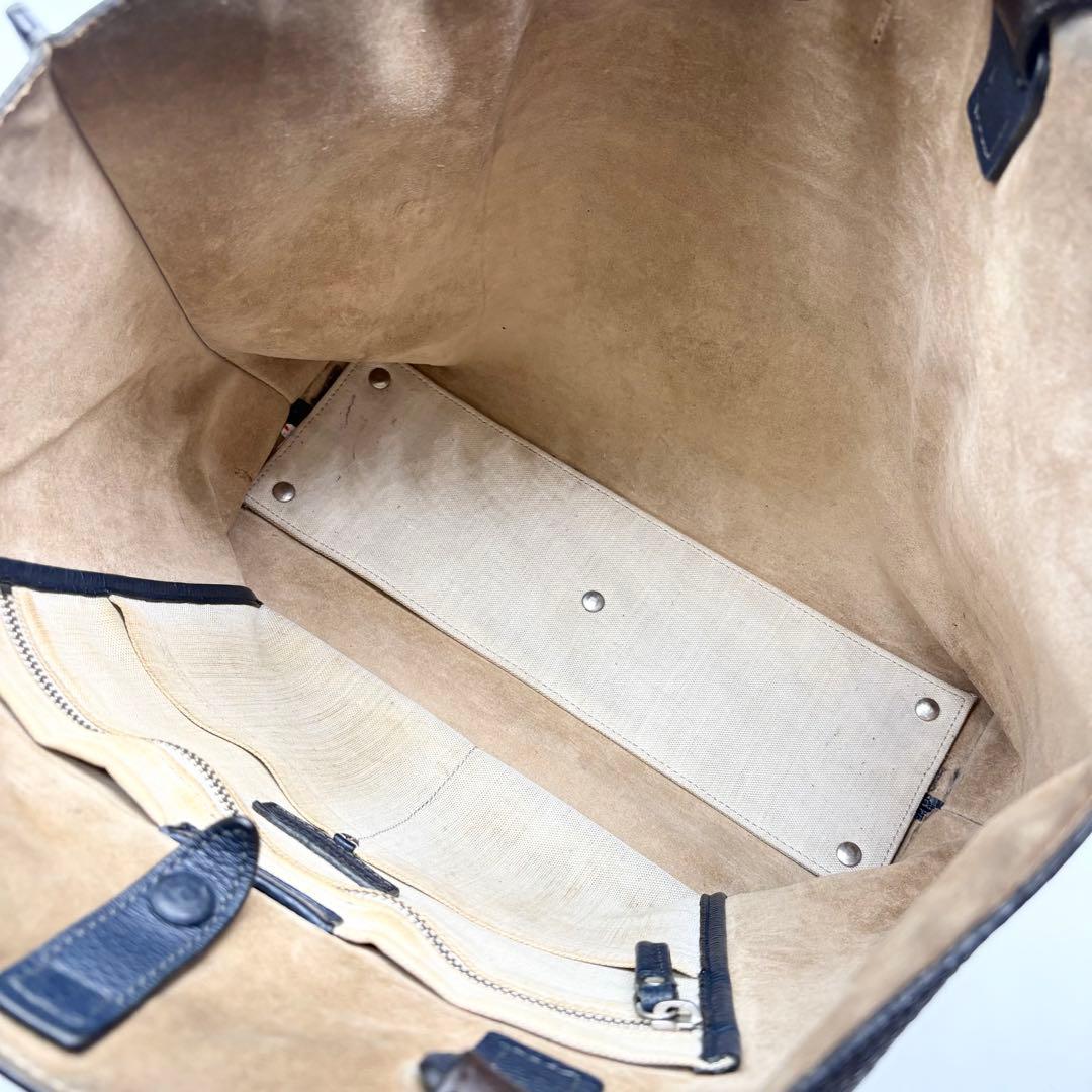 美品】ダニエル＆ボブ トートバッグ レザー A4可 肩掛け ネイビー 保存