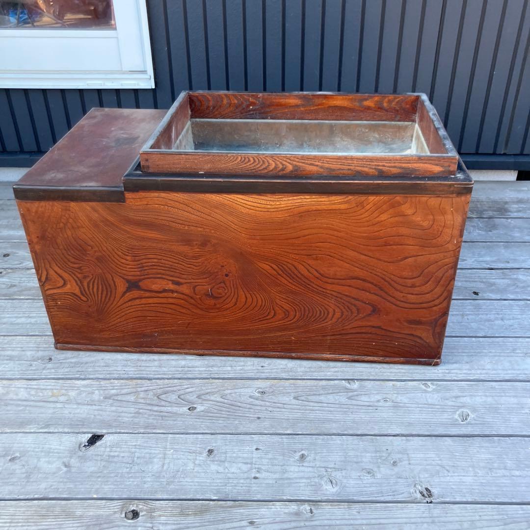 昭和レトロ 木製 長火鉢 5杯 引き出し収納付き 火鉢 囲炉裏 古家具