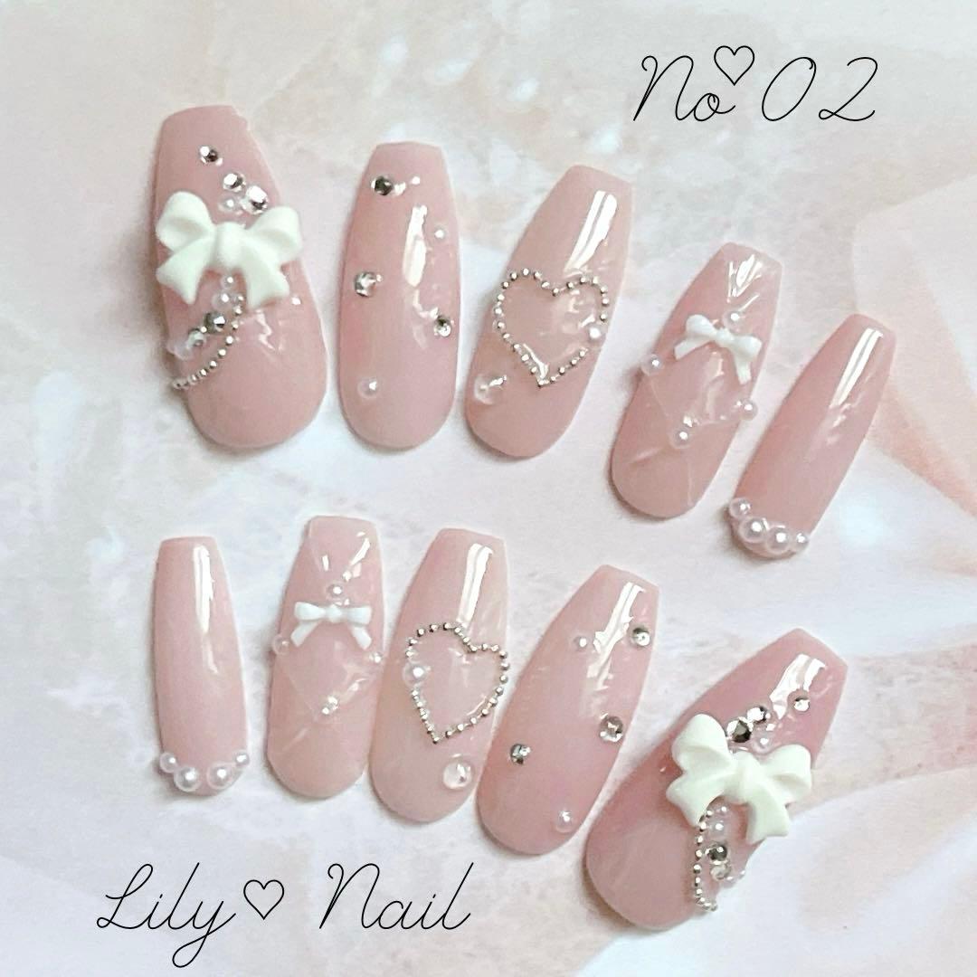 量産型 ネイルチップ ちゅるん ピンク ワンホン フレンチガーリー 韓国