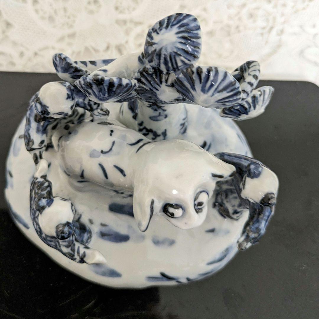 京焼清水焼　5代清風与平作　　　　　　　遊び唐子の置き物　(手作り )