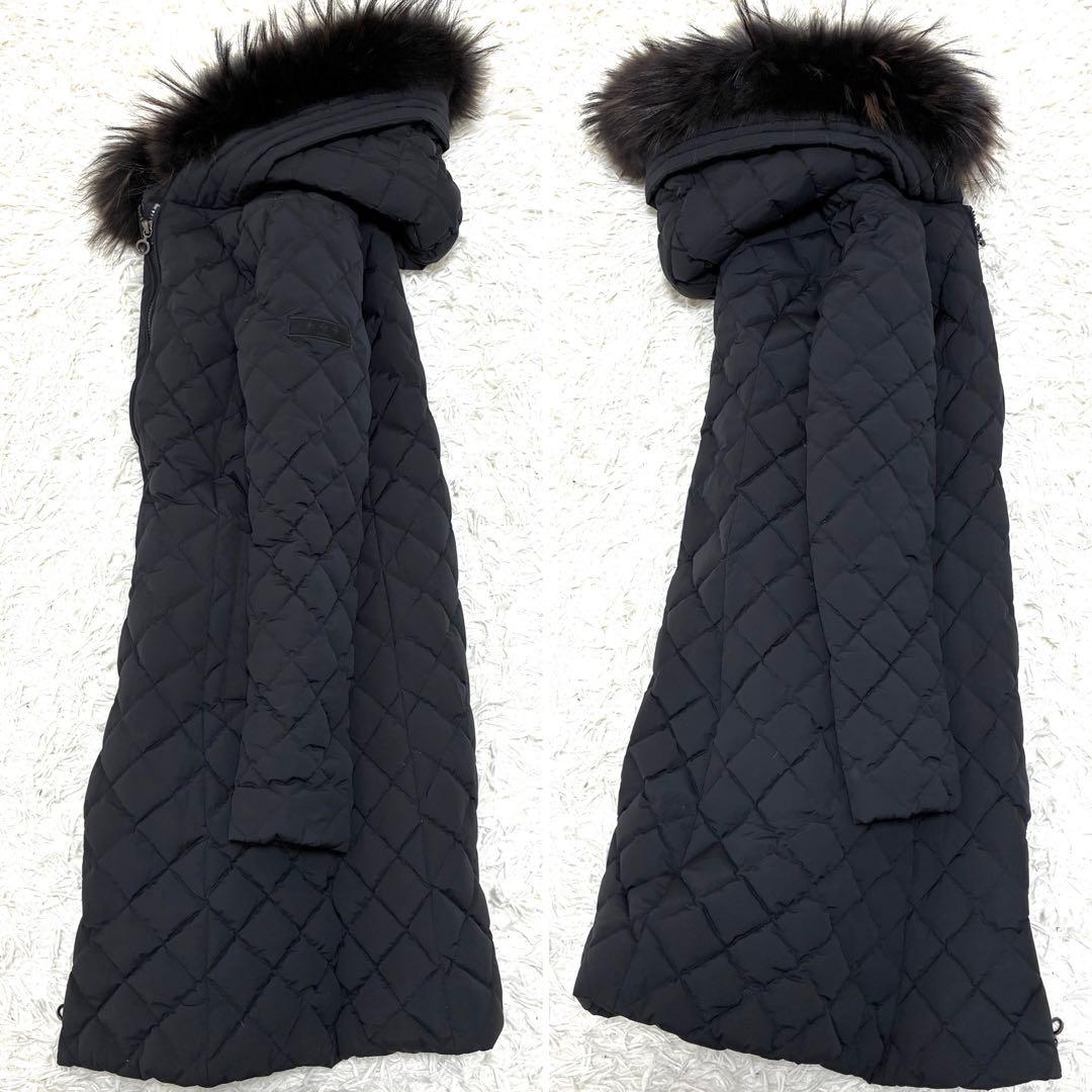 美品 タトラス ダウンコート Aライン ラクーンファー キルティング M