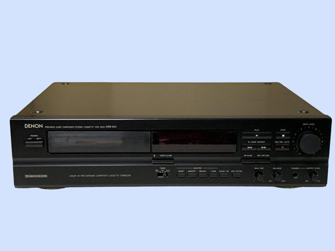 M6393 DENON DRS-610 ステレオ カセットデッキ 動作品 Denon DRS-610 Front Loading Cassette Deck in the Black Finish