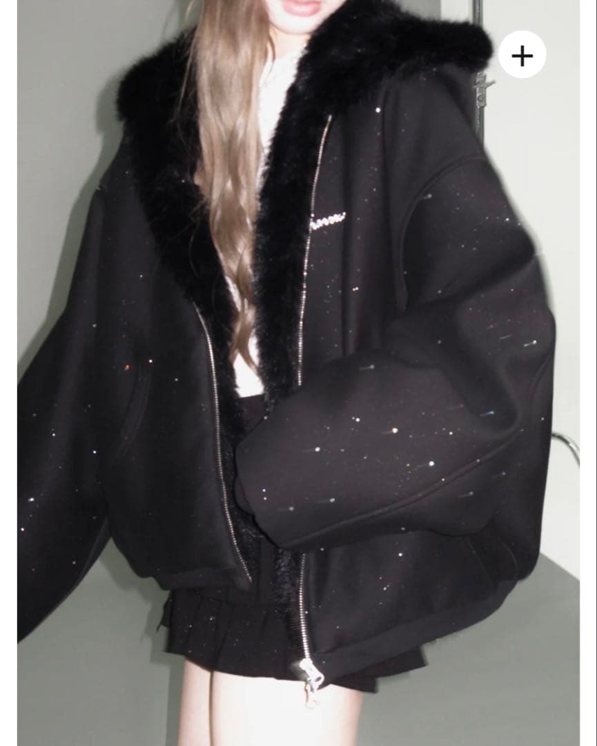 新品andwang Kirakira 2way fur zip up black - メルカリ