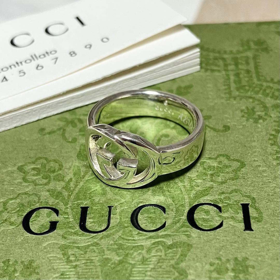グッチ シルバーリング 925 GG インターロッキング 箱・袋・説明書付き GUCCI（グッチ） 《クーポン配布中》グッチ 指輪 メンズ レディース