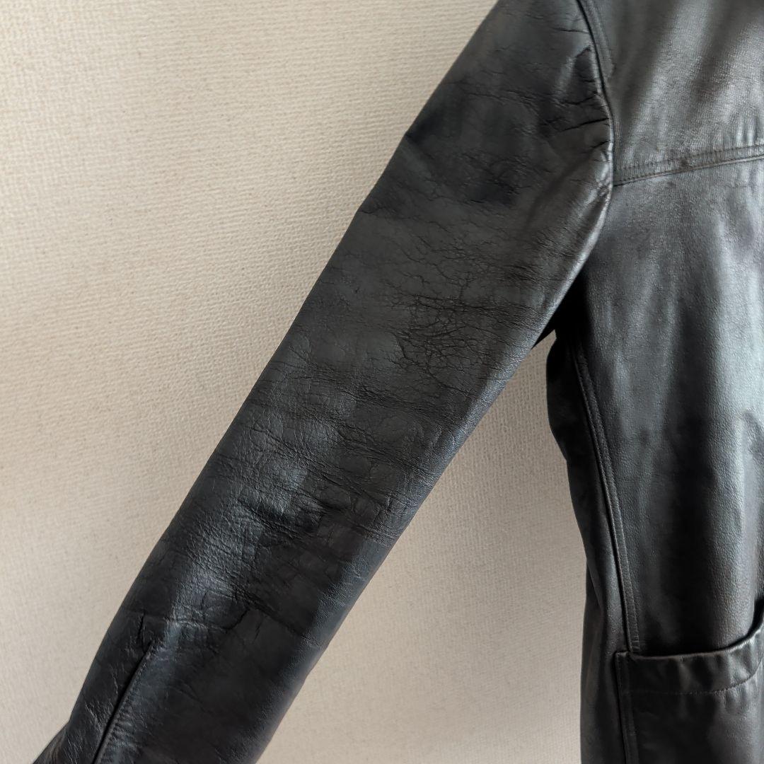 SHIPS シップス レザーカーコート バッファローレザー ブラック L