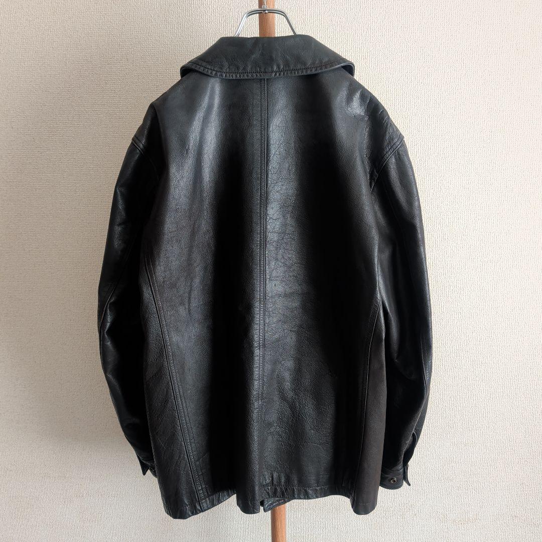 SHIPS シップス レザーカーコート バッファローレザー ブラック L