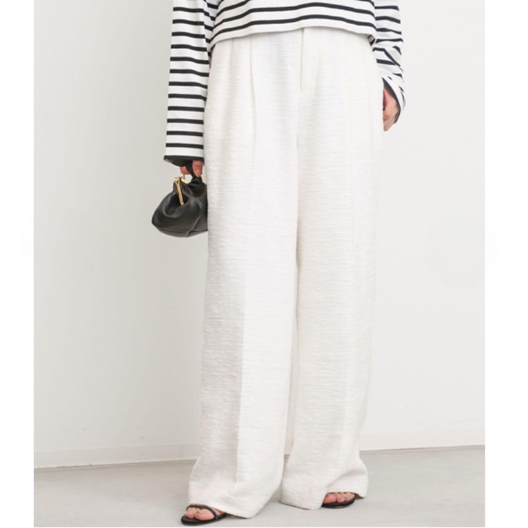 お値下げ】新品 ドゥーズィエムクラス 23ss ツイード ワイドパンツ