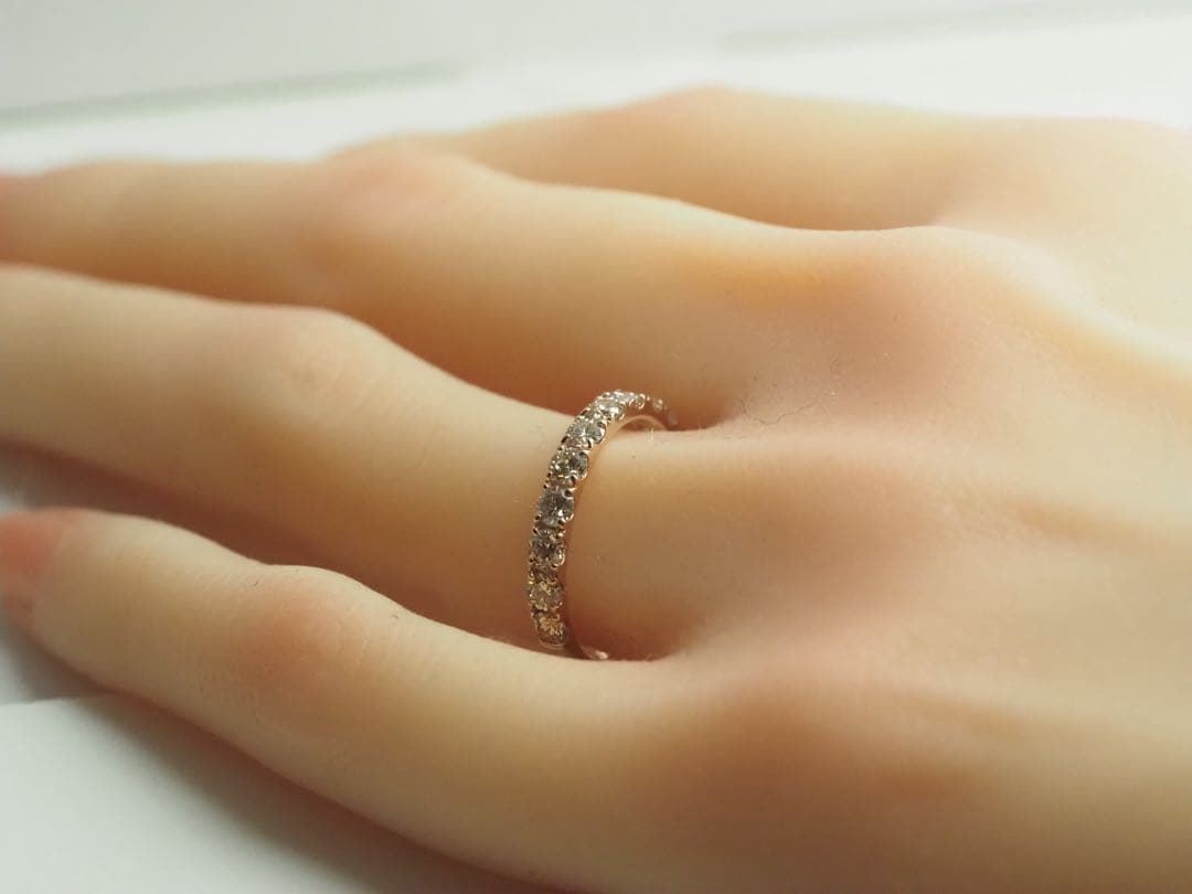 ◎1.00ct!! K18PG 天然ダイヤモンド 3/5エタニティリング　14号