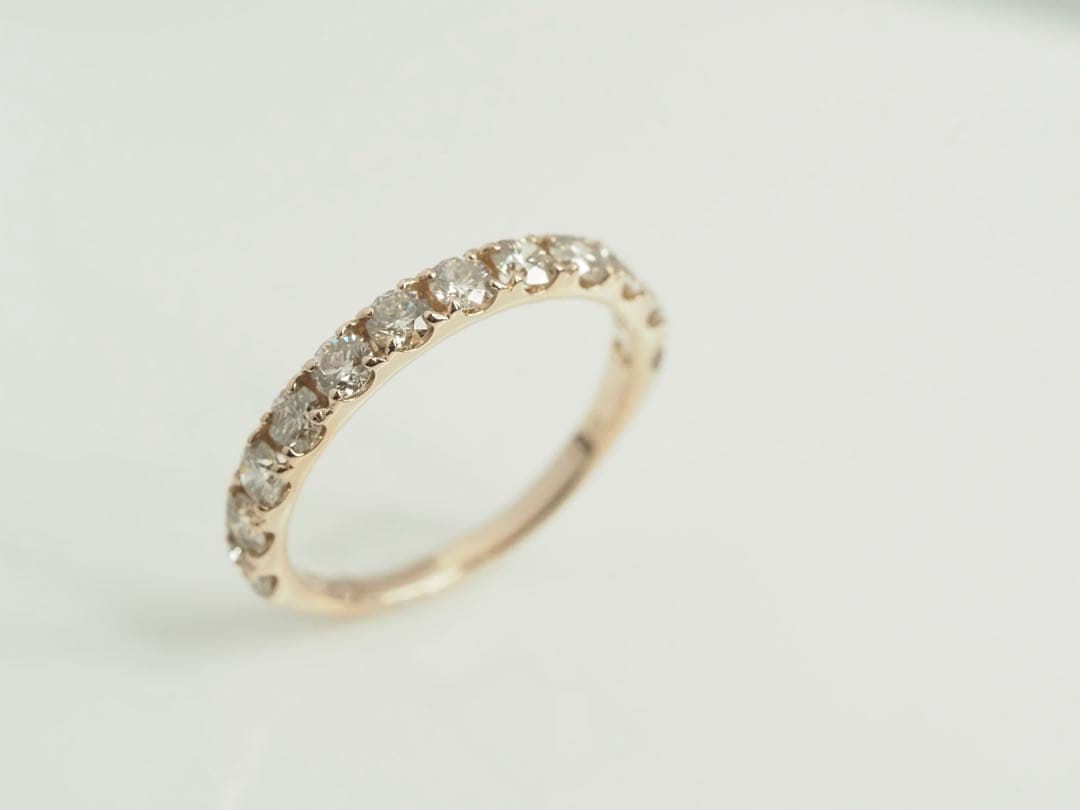 ◎1.00ct!! K18PG 天然ダイヤモンド 3/5エタニティリング　14号
