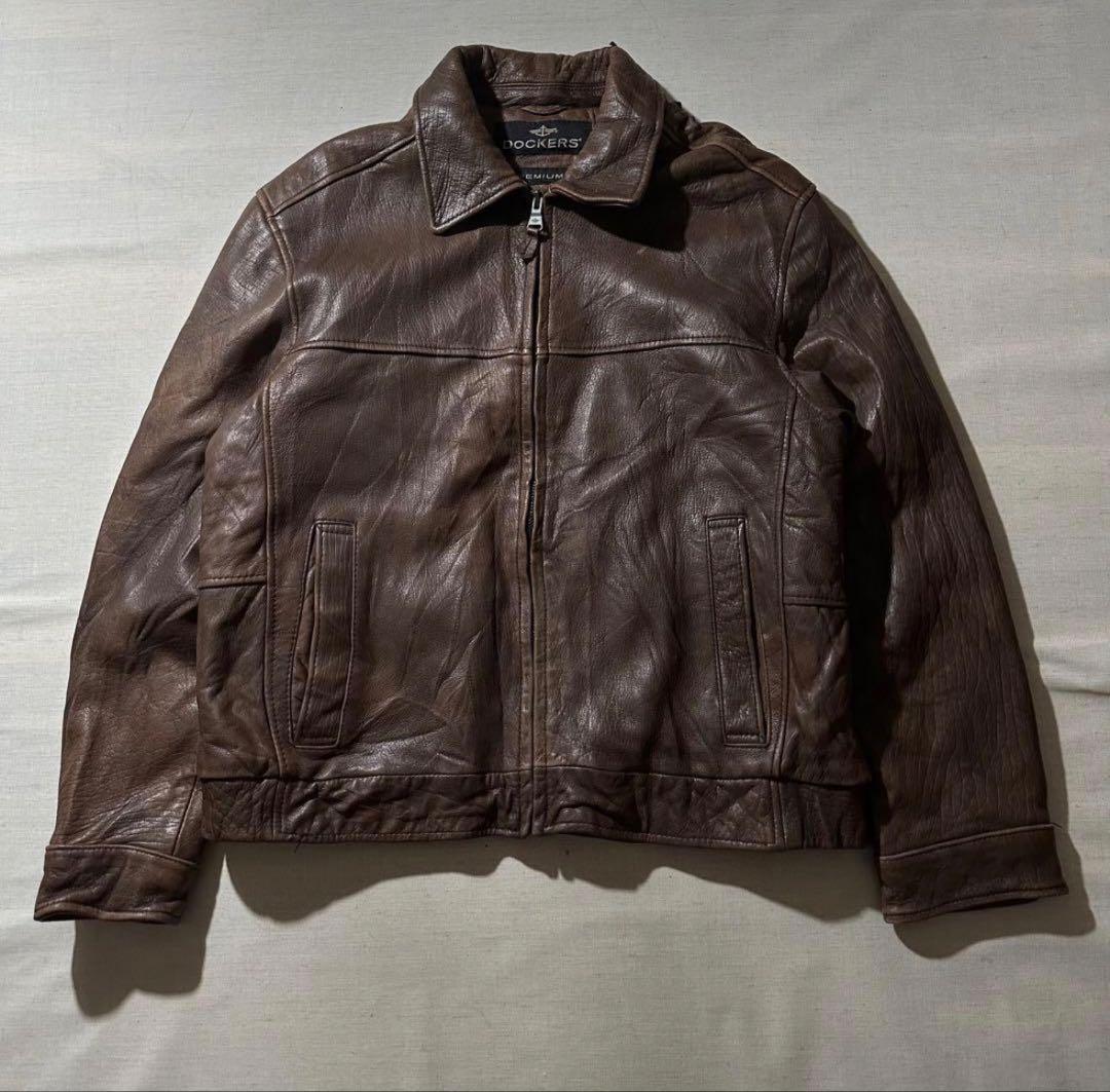 90s DOCKERS ドッカーズ ラムレザー レザージャケット 本革 L - メルカリ