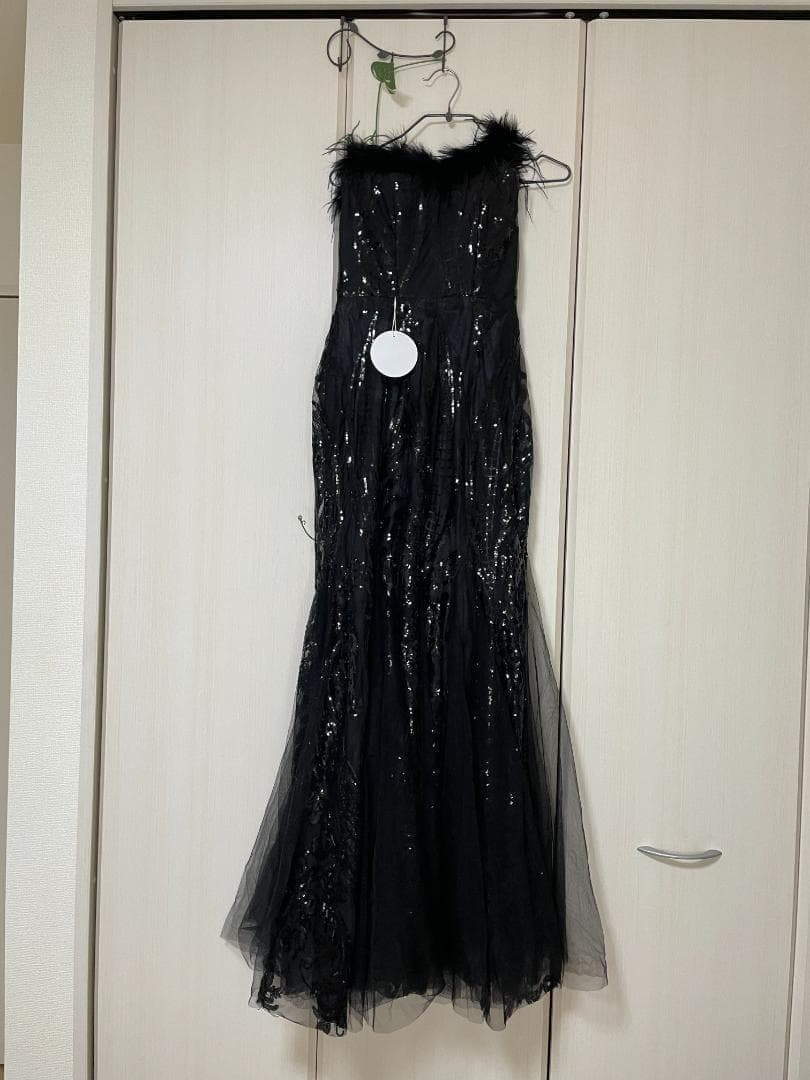 イブニングドレス パーティードレス スパンコール カラーブラック