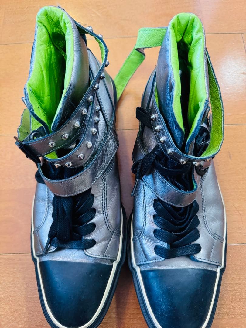 アルフレッドバニスター スタッズ付きシルバー ハイカットスニーカー