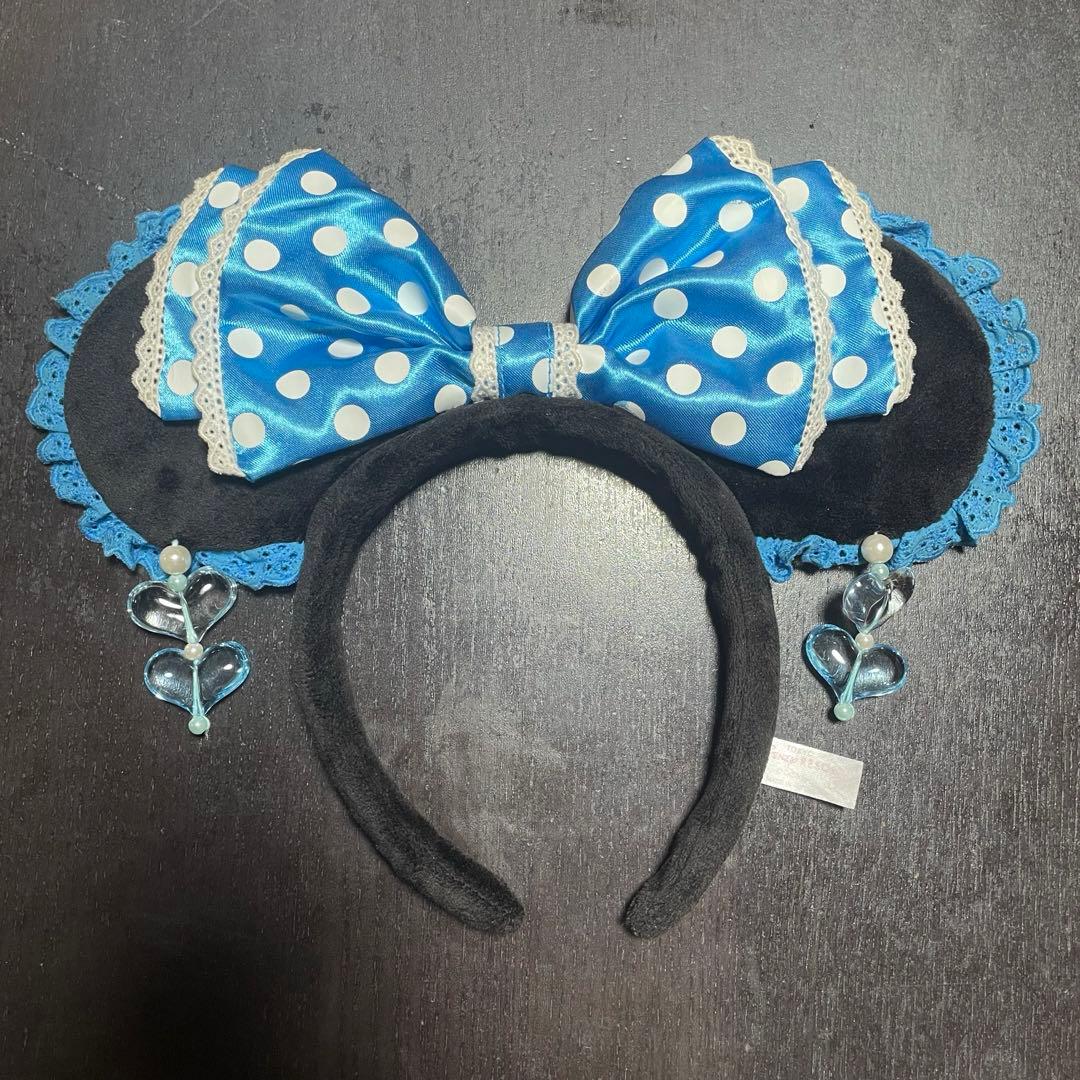 ディズニー ミニー カチューシャ イヤリング フリル レース 水色