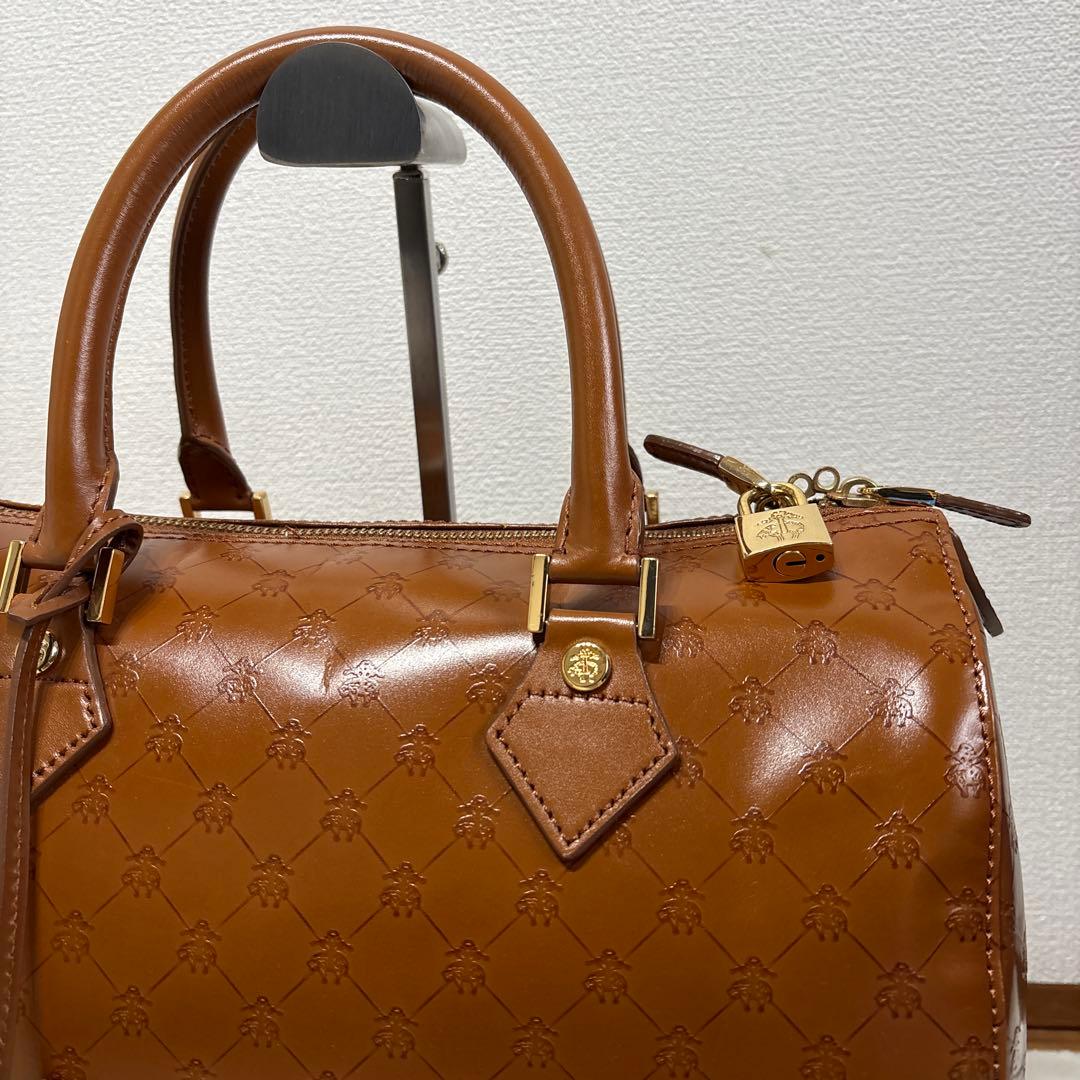 ブルックスブラザーズ ミニボストンバッグ パドロック付 ゴールデン