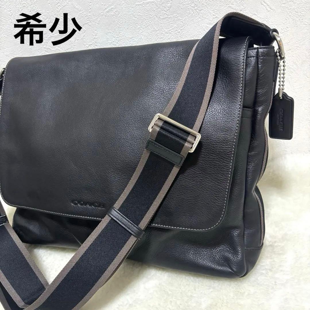 希少 コーチ ショルダーバッグ ヘリテージ ウェブレザー メッセンジャー シボ革 COACH F70556 Heritage Leather Messenger ヘリテージ ウェブレザー