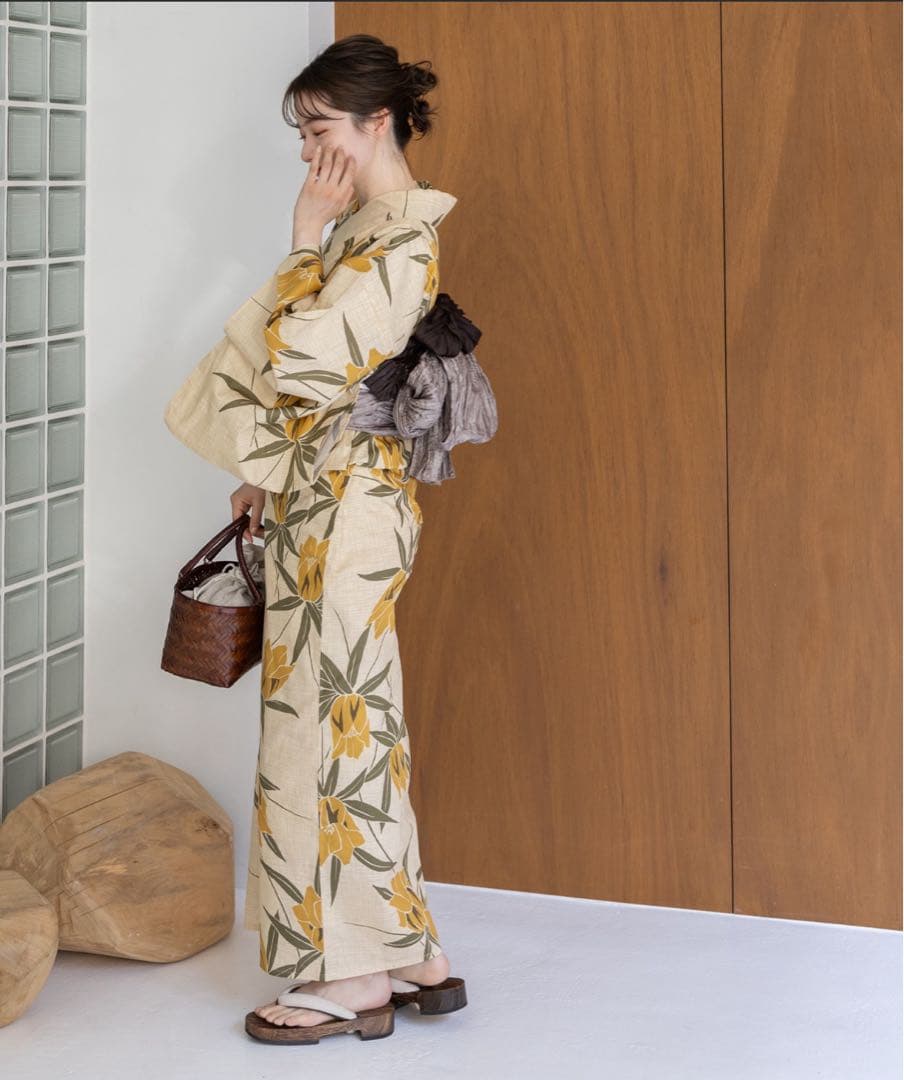 浴衣館グレース こだわり浴衣5点セット（イエロー系）