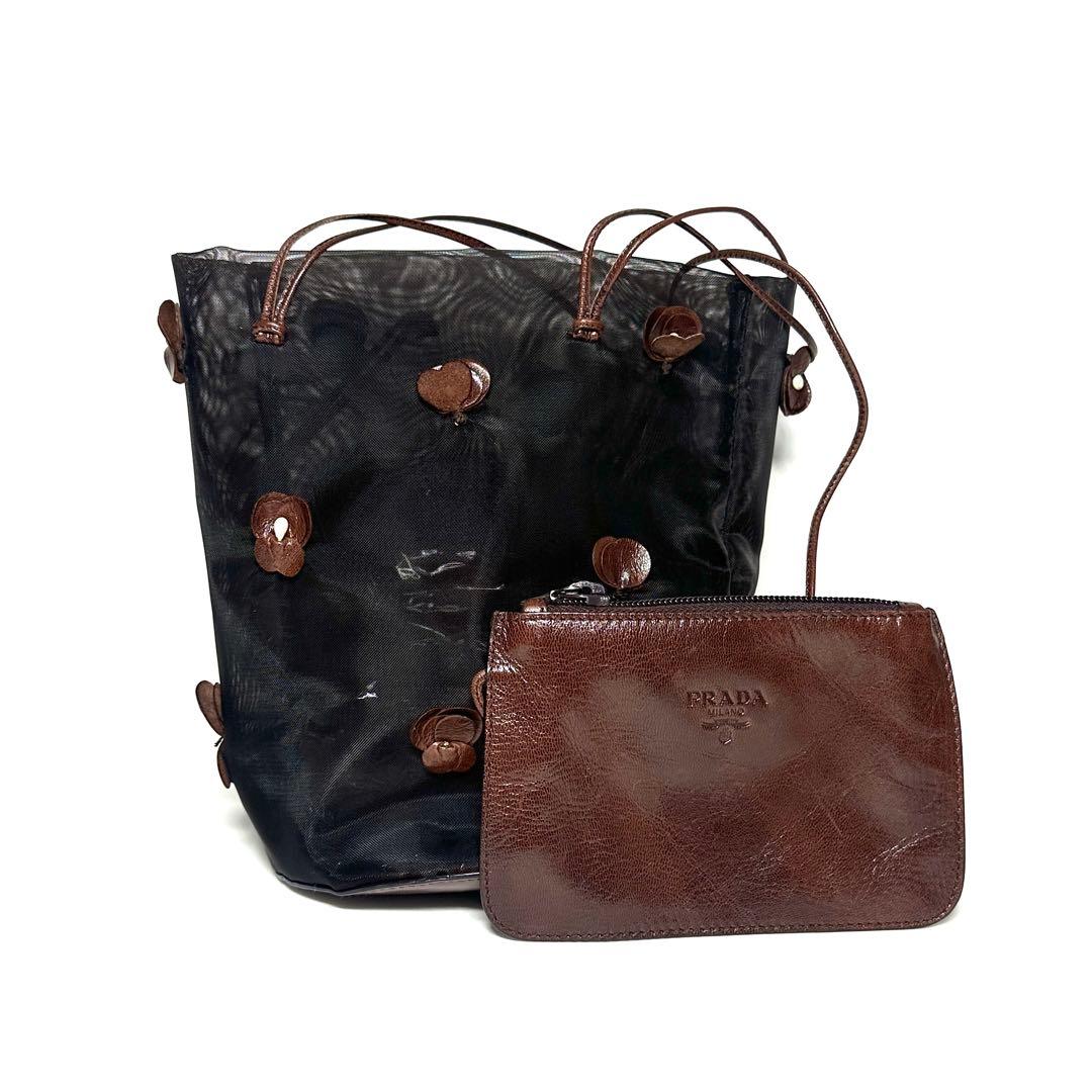 希少 PRADA プラダ メッシュバッグ フラワー アーカイブ ポーチ付き 希少 PRADA プラダ メッシュバッグ フラワー アーカイブ ポーチ付き