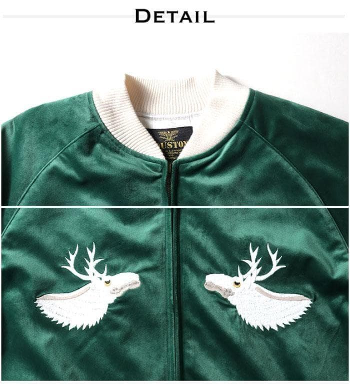 新品＊HOUSTON 別珍 スーベニアジャケット トナカイ柄 ブラック M