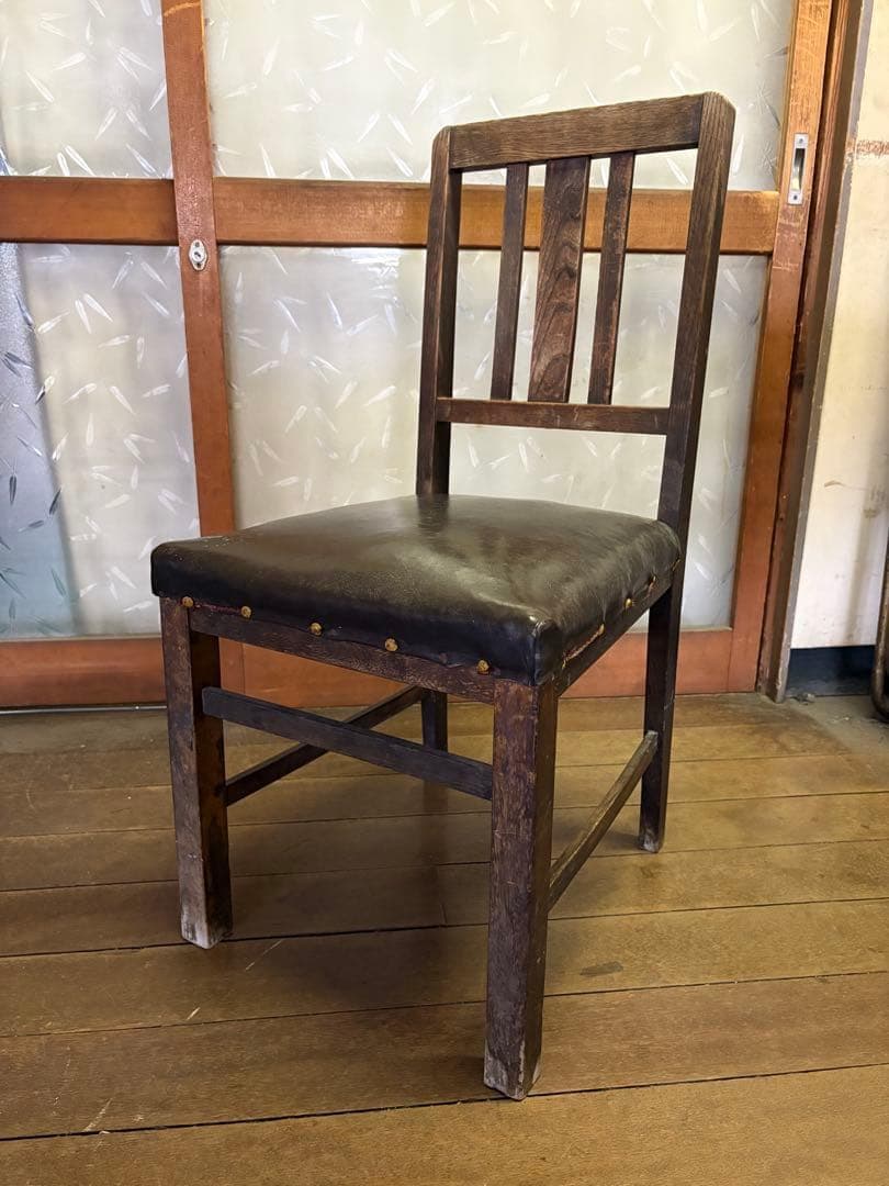 昭和家具 木製イス レトロチェア ビンテージチェア レザー